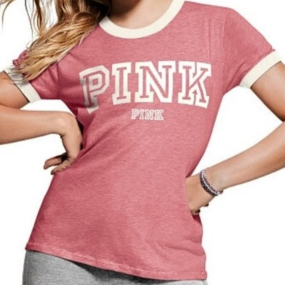 Victoria's Secret PINK | Short Sleeve Red Ringer Tissue Tee Shirt | Size Small
